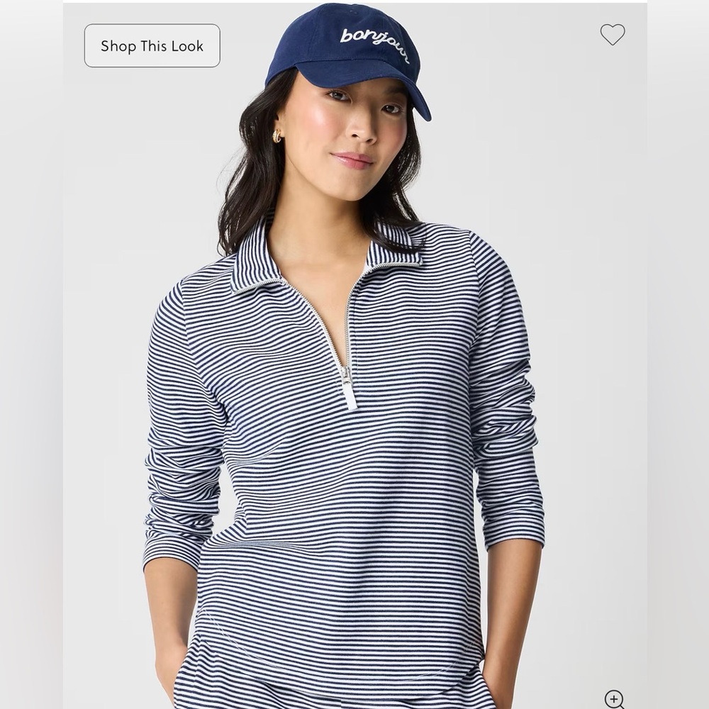J. Crew Factory Navy and White Striped Top